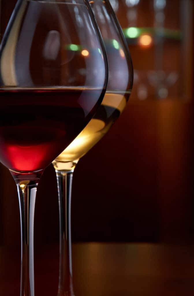 Glasses of wine in a bar